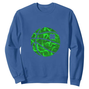 Lucky Shamrock Basketball Sweatshirt Clover Irish St Patrick's Day Sport Lover TS02 Royal Blue Print Your Wear