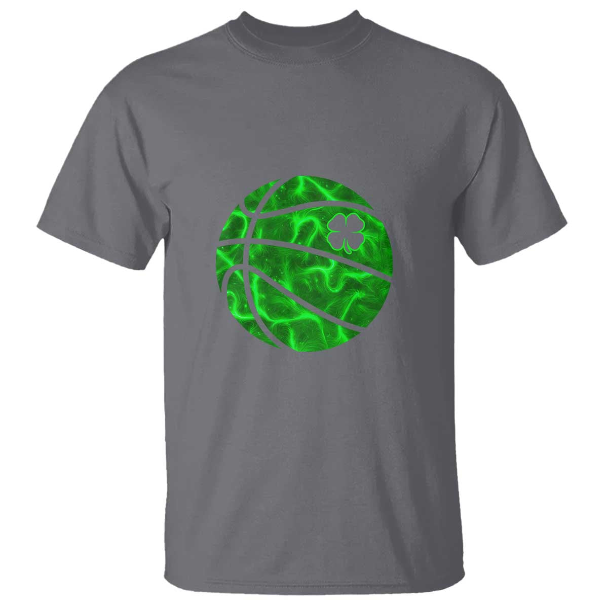Lucky Shamrock Basketball T Shirt Clover Irish St Patrick's Day Sport Lover TS02 Charcoal Print Your Wear