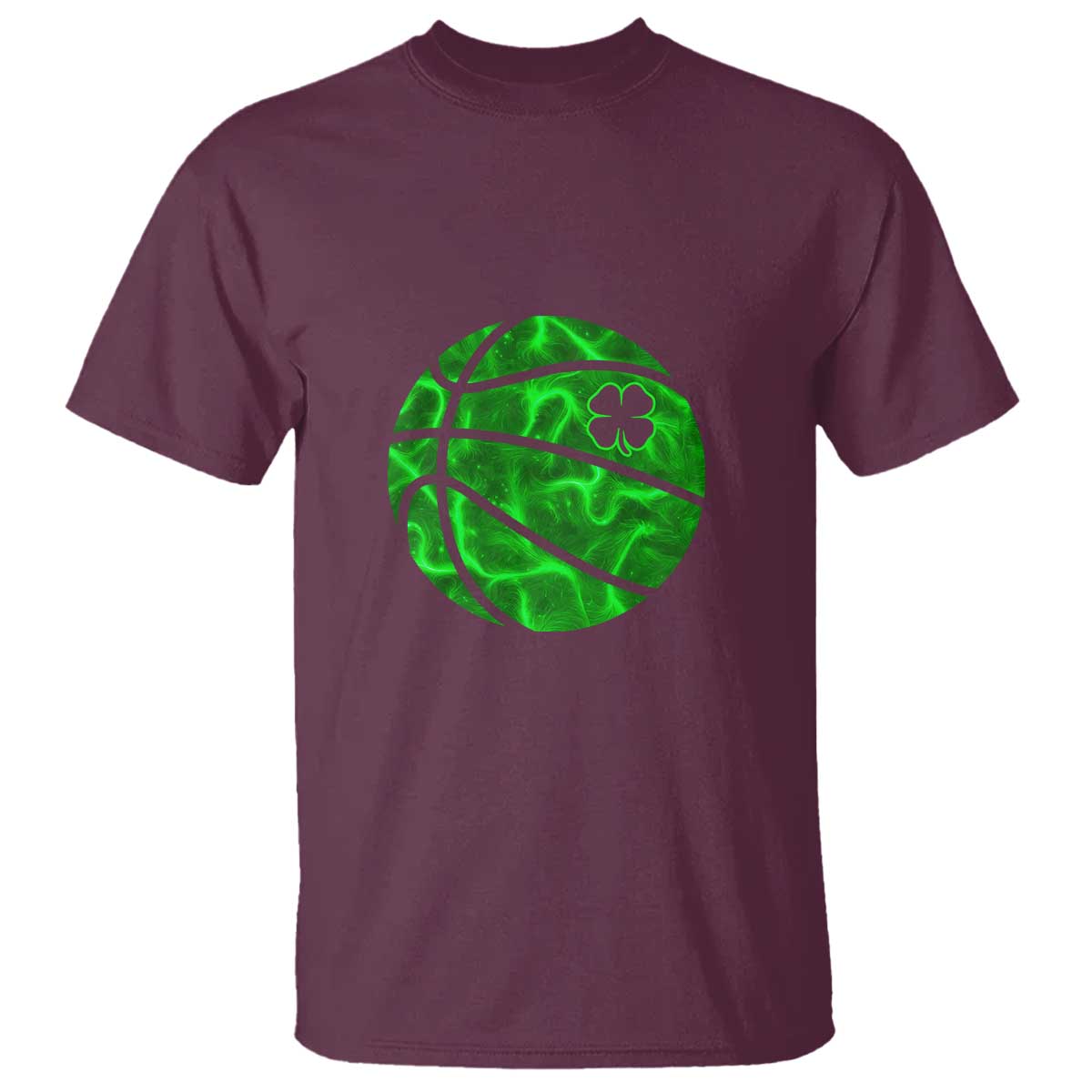 Lucky Shamrock Basketball T Shirt Clover Irish St Patrick's Day Sport Lover TS02 Maroon Print Your Wear