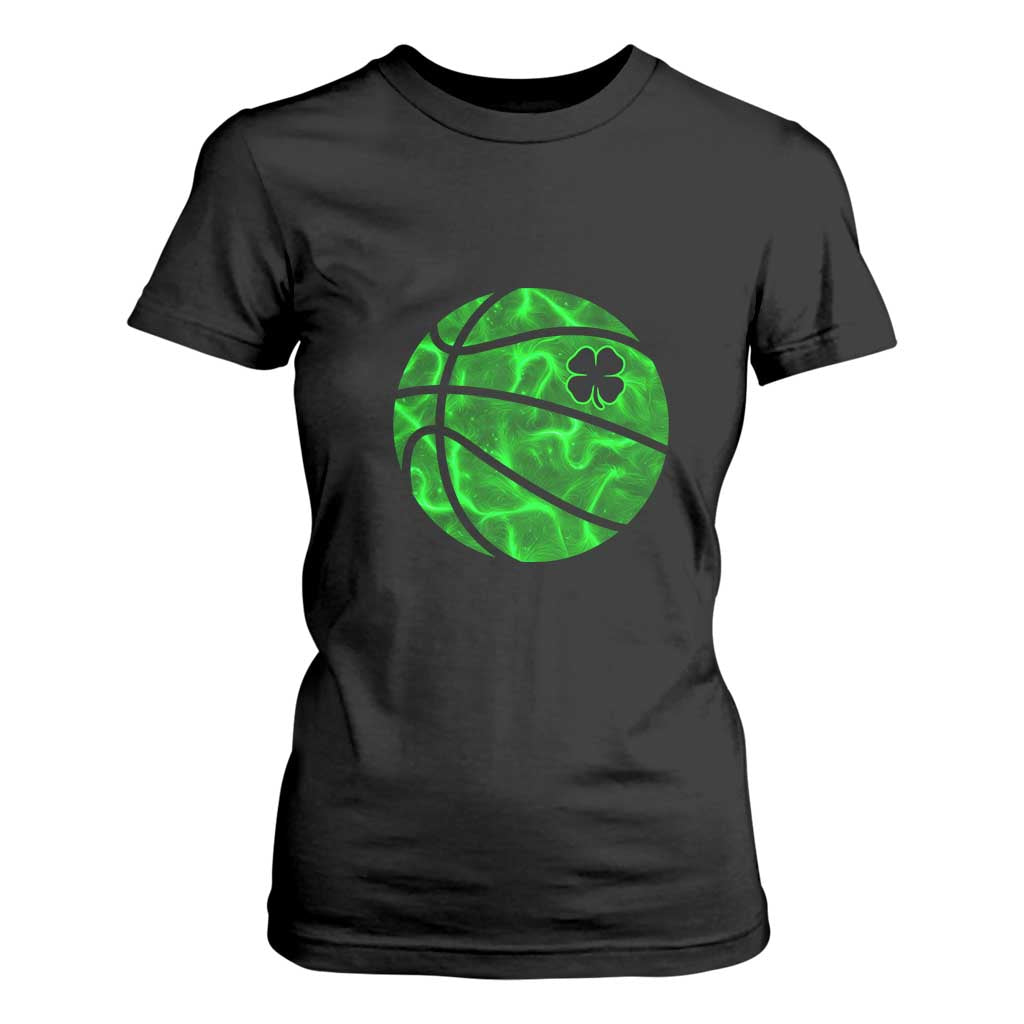 Lucky Shamrock Basketball T Shirt For Women Clover Irish St Patrick's Day Sport Lover TS02 Black Print Your Wear