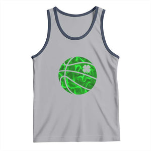 Lucky Shamrock Basketball Tank Top Clover Irish St Patrick's Day Sport Lover TS02 Athletic Heather Navy Print Your Wear
