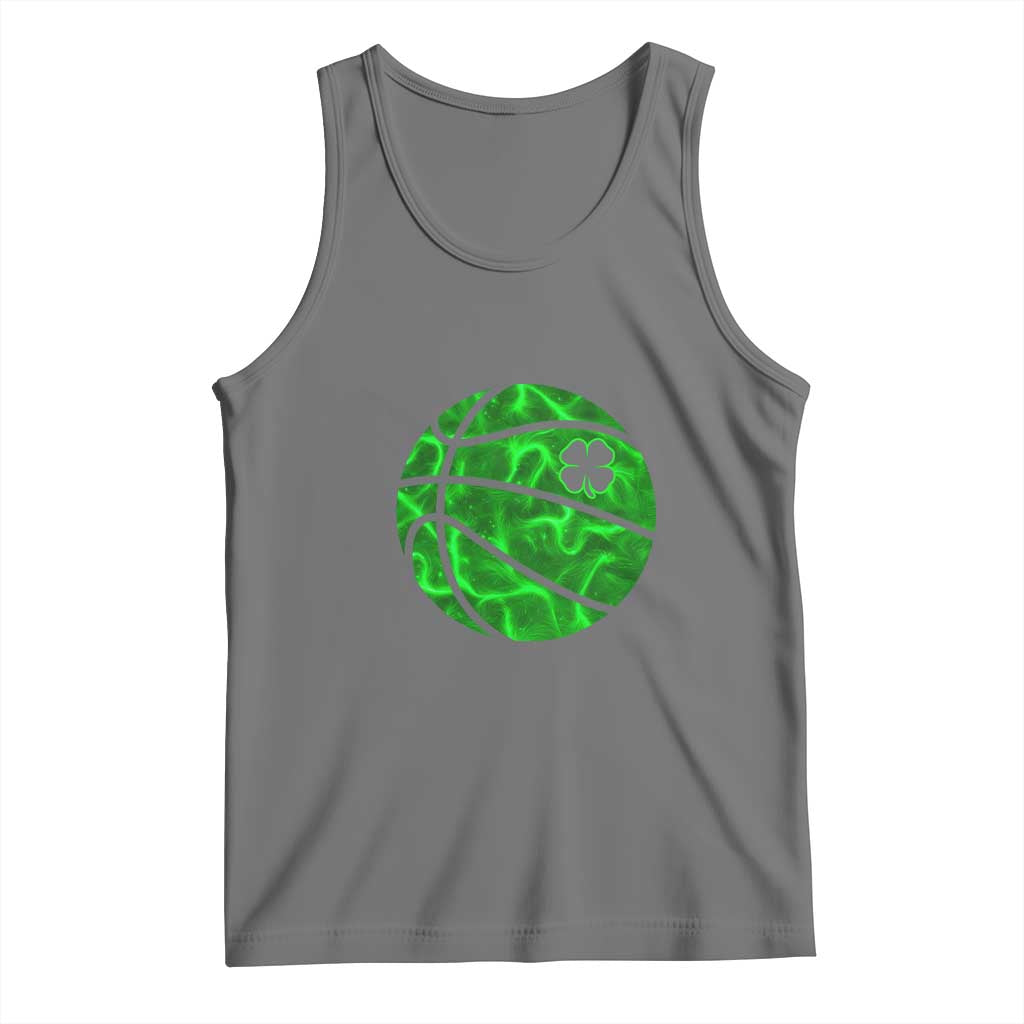 Lucky Shamrock Basketball Tank Top Clover Irish St Patrick's Day Sport Lover TS02 Black Heather Print Your Wear