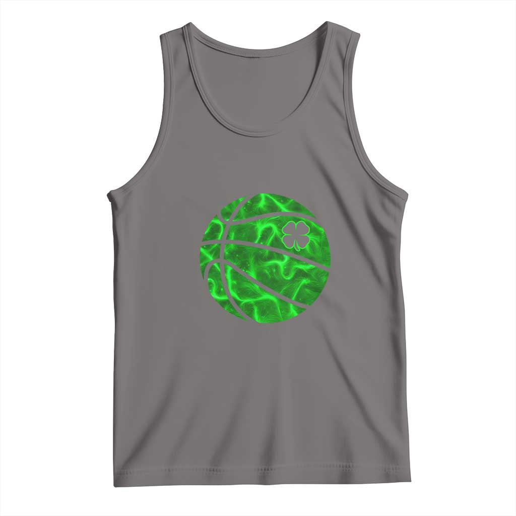 Lucky Shamrock Basketball Tank Top Clover Irish St Patrick's Day Sport Lover TS02 Deep Heather Print Your Wear