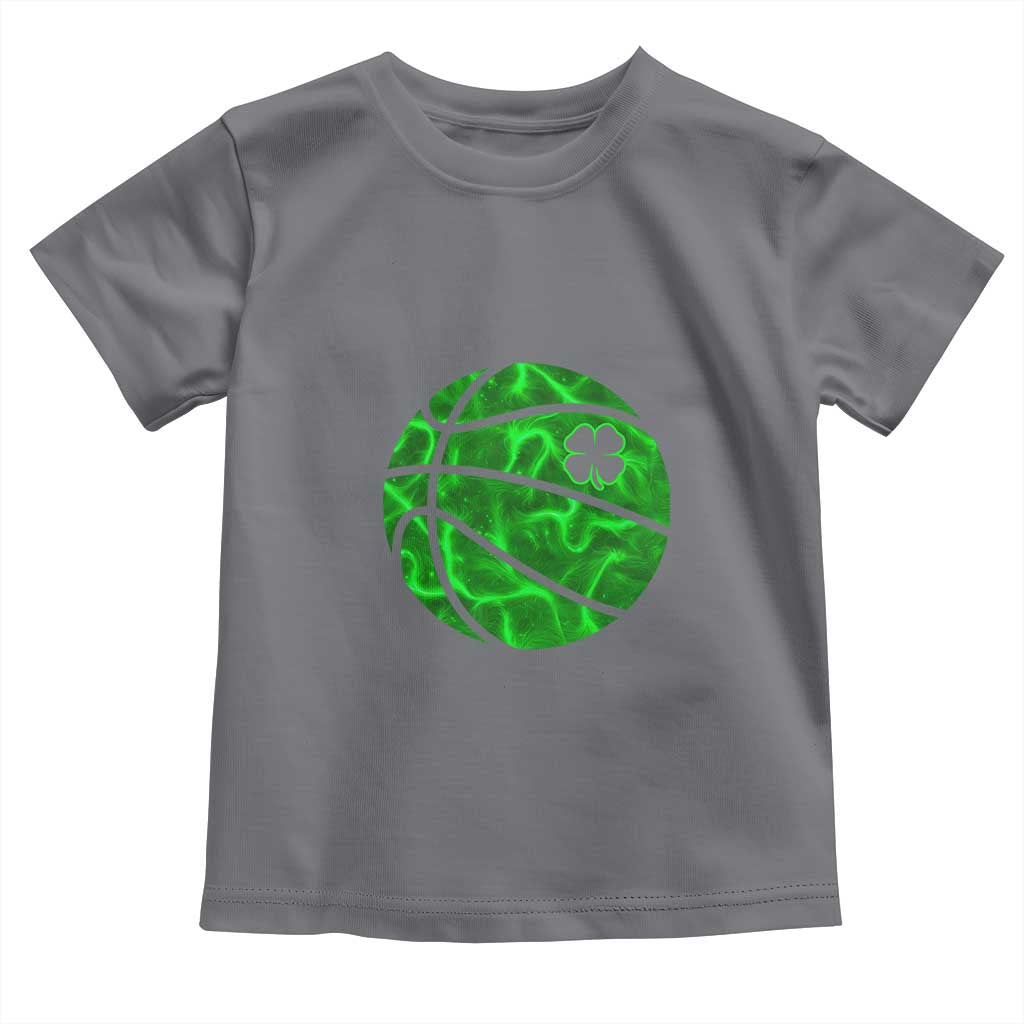 Lucky Shamrock Basketball Toddler T Shirt Clover Irish St Patrick's Day Sport Lover TS02 Charcoal Print Your Wear