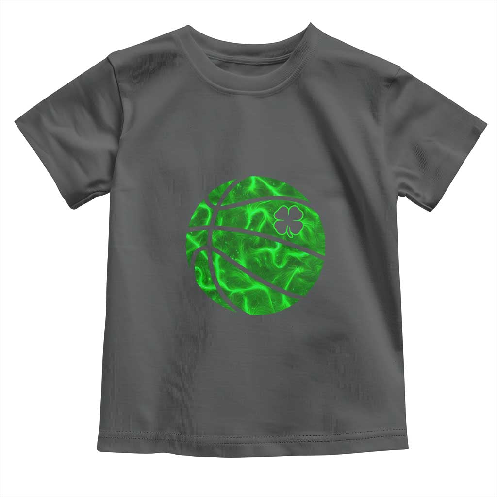 Lucky Shamrock Basketball Toddler T Shirt Clover Irish St Patrick's Day Sport Lover TS02 Dark Heather Print Your Wear