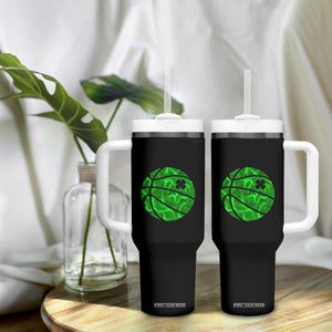 Lucky Shamrock Basketball Tumbler With Handle Clover Irish St Patrick's Day Sport Lover TS02 Print Your Wear