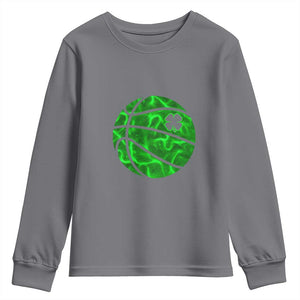 Lucky Shamrock Basketball Youth Sweatshirt Clover Irish St Patrick's Day Sport Lover TS02 Charcoal Print Your Wear
