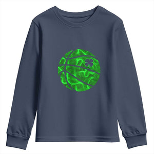 Lucky Shamrock Basketball Youth Sweatshirt Clover Irish St Patrick's Day Sport Lover TS02 Navy Print Your Wear