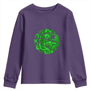 Lucky Shamrock Basketball Youth Sweatshirt Clover Irish St Patrick's Day Sport Lover TS02 Purple Print Your Wear