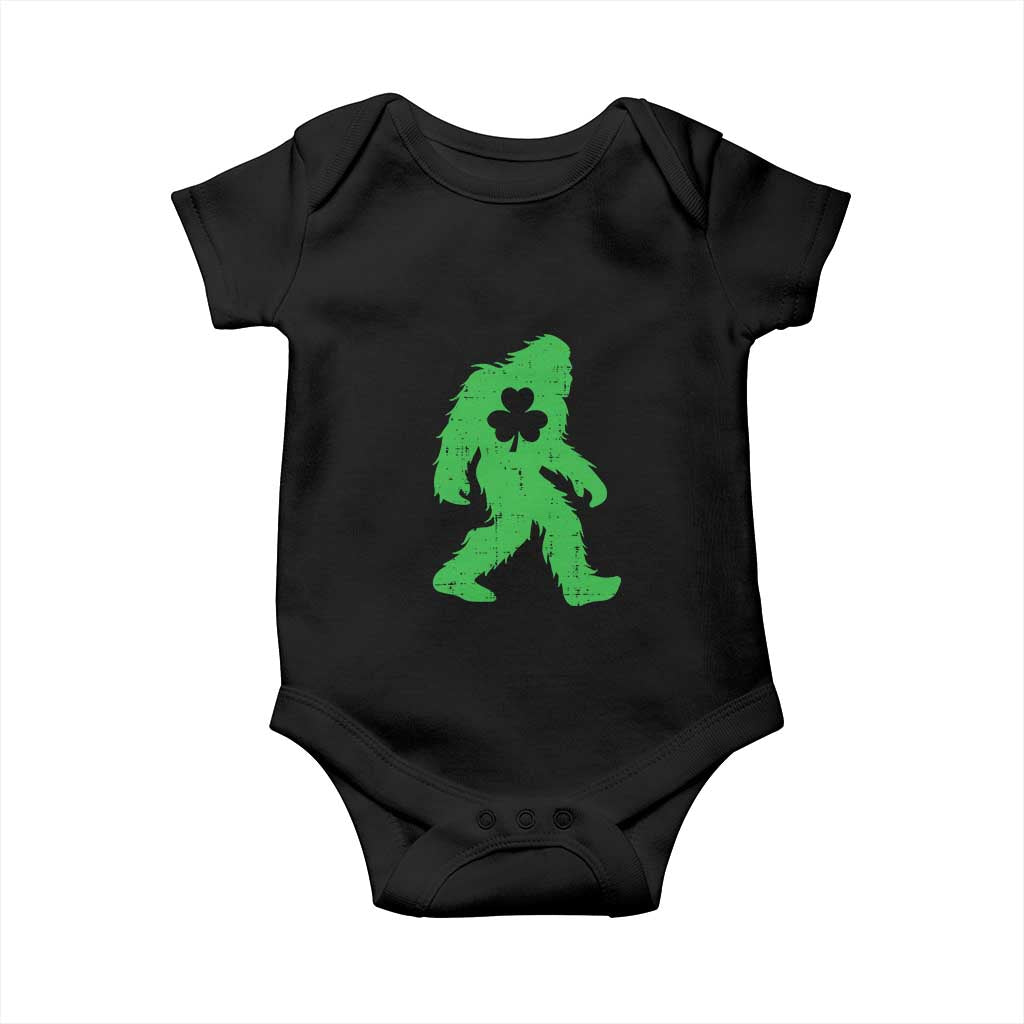 St Patricks Day Bigfoot Baby Onesie Sasquatch Lucky Shamrock TS02 Black Print Your Wear