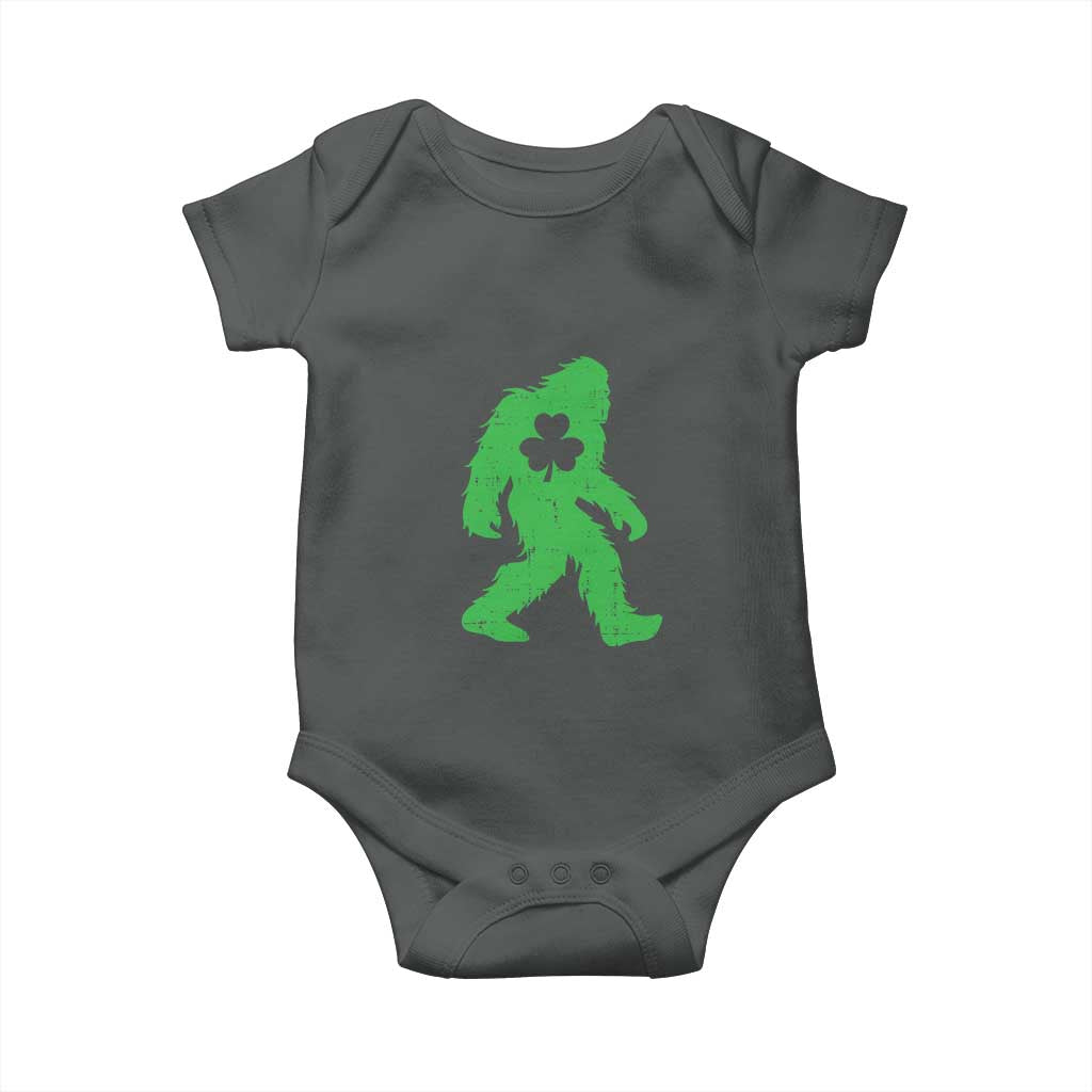 St Patricks Day Bigfoot Baby Onesie Sasquatch Lucky Shamrock TS02 Dark Heather Print Your Wear