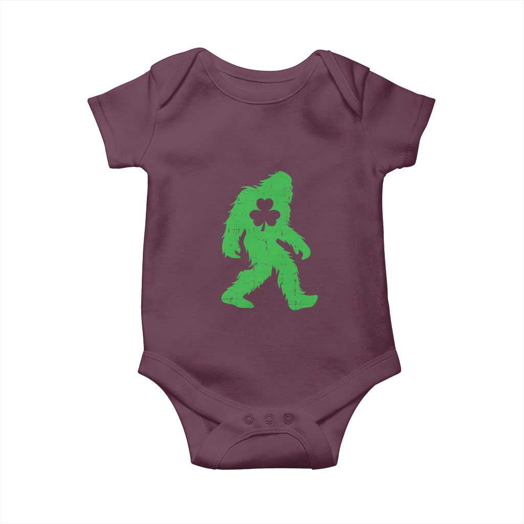 St Patricks Day Bigfoot Baby Onesie Sasquatch Lucky Shamrock TS02 Maroon Print Your Wear