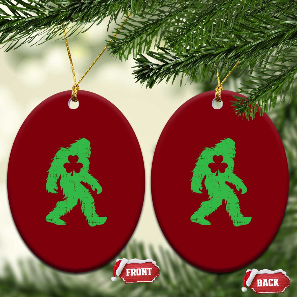 St Patricks Day Bigfoot Ceramic Ornament Sasquatch Lucky Shamrock TS02 Print Your Wear