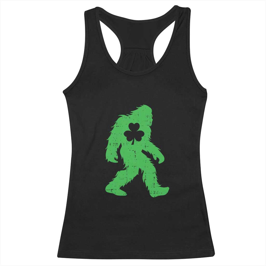 St Patricks Day Bigfoot Racerback Tank Top Sasquatch Lucky Shamrock TS02 Black Print Your Wear