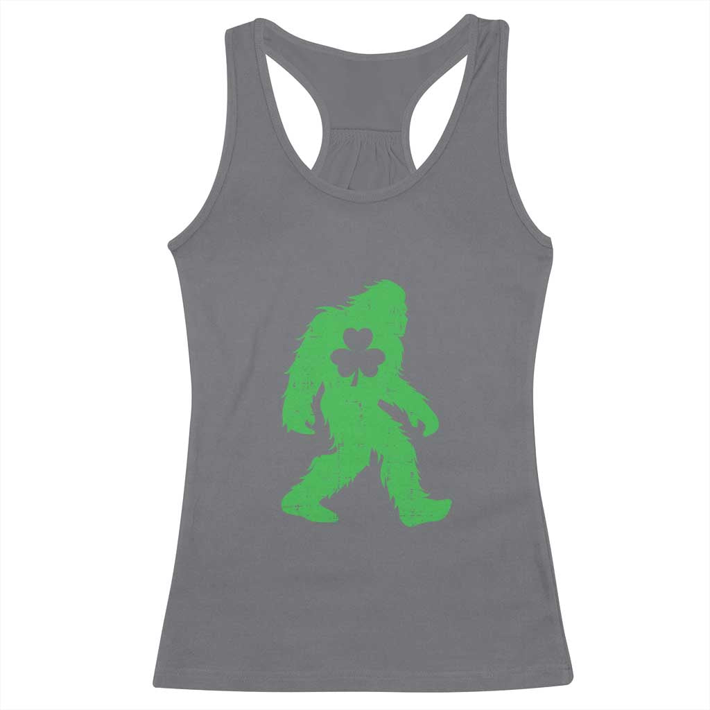 St Patricks Day Bigfoot Racerback Tank Top Sasquatch Lucky Shamrock TS02 Charcoal Print Your Wear