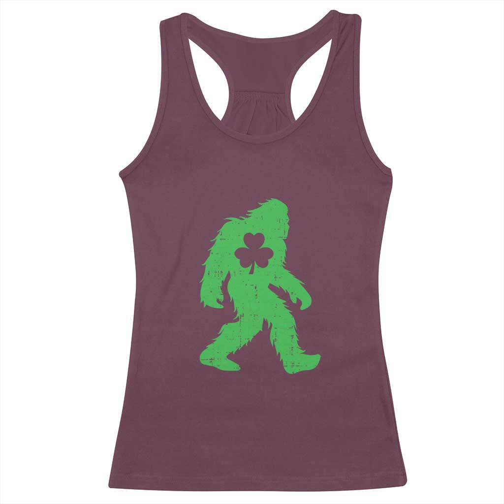 St Patricks Day Bigfoot Racerback Tank Top Sasquatch Lucky Shamrock TS02 Maroon Print Your Wear