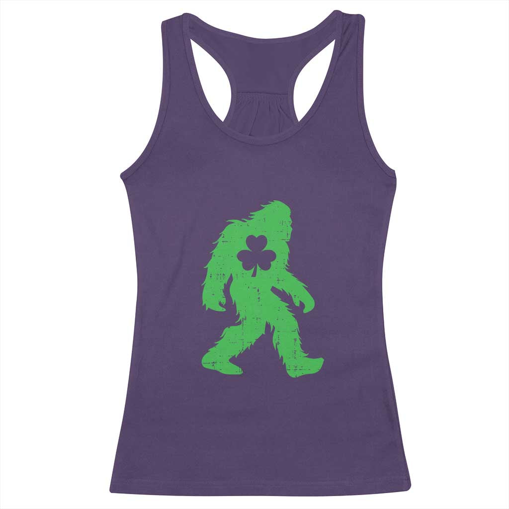 St Patricks Day Bigfoot Racerback Tank Top Sasquatch Lucky Shamrock TS02 Purple Print Your Wear