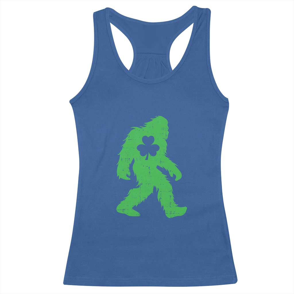 St Patricks Day Bigfoot Racerback Tank Top Sasquatch Lucky Shamrock TS02 Royal Blue Print Your Wear