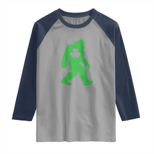 St Patricks Day Bigfoot Raglan Shirt Sasquatch Lucky Shamrock TS02 Sport Gray Navy Print Your Wear