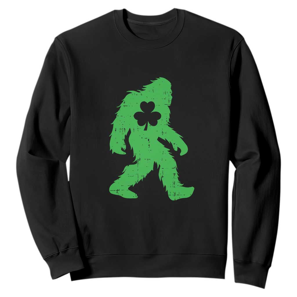 St Patricks Day Bigfoot Sweatshirt Sasquatch Lucky Shamrock TS02 Black Print Your Wear