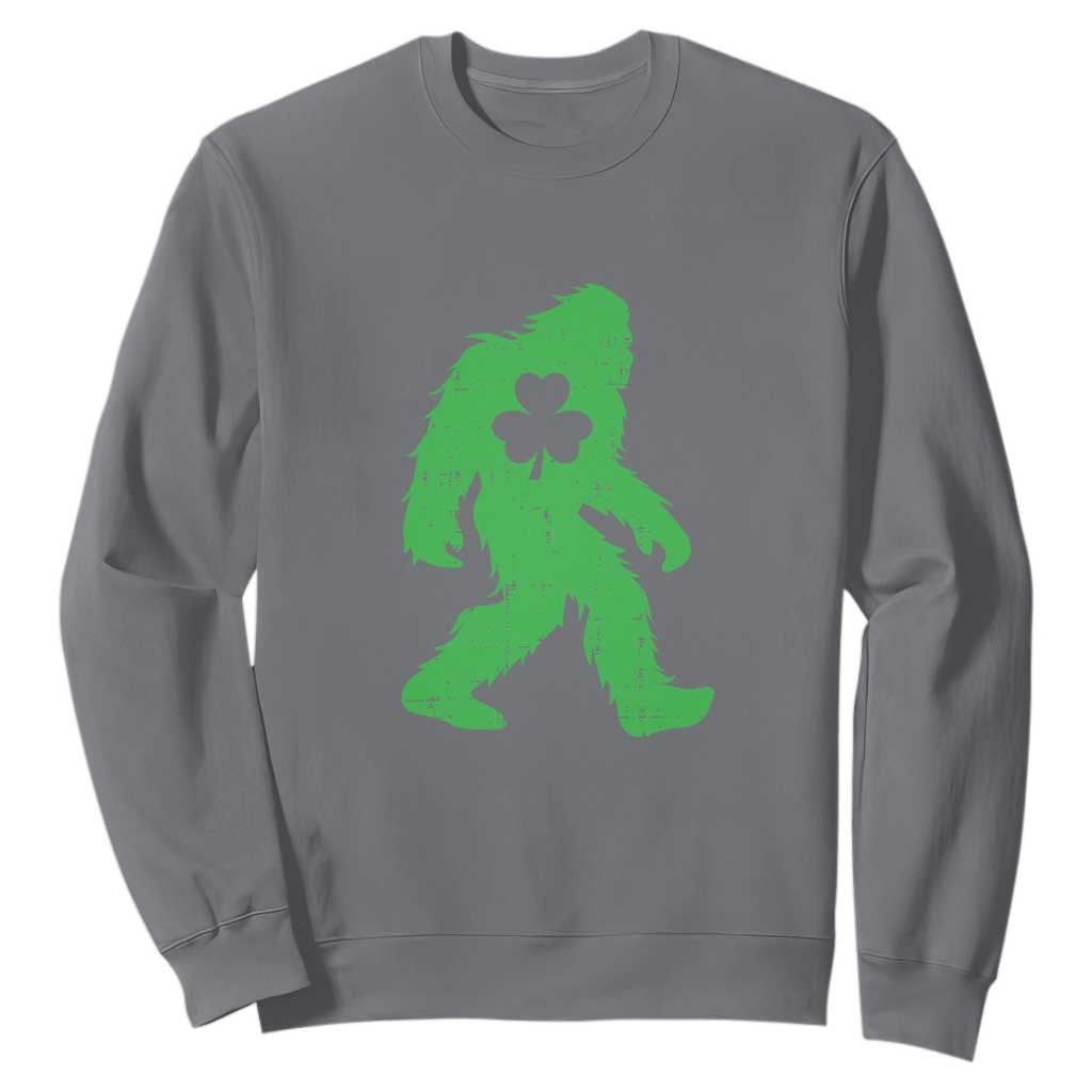 St Patricks Day Bigfoot Sweatshirt Sasquatch Lucky Shamrock TS02 Charcoal Print Your Wear