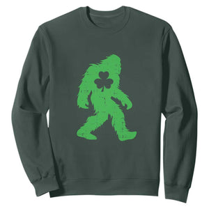 St Patricks Day Bigfoot Sweatshirt Sasquatch Lucky Shamrock TS02 Dark Forest Green Print Your Wear