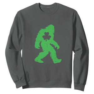 St Patricks Day Bigfoot Sweatshirt Sasquatch Lucky Shamrock TS02 Dark Heather Print Your Wear