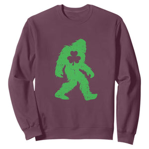 St Patricks Day Bigfoot Sweatshirt Sasquatch Lucky Shamrock TS02 Maroon Print Your Wear