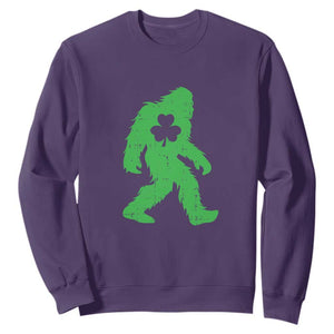 St Patricks Day Bigfoot Sweatshirt Sasquatch Lucky Shamrock TS02 Purple Print Your Wear