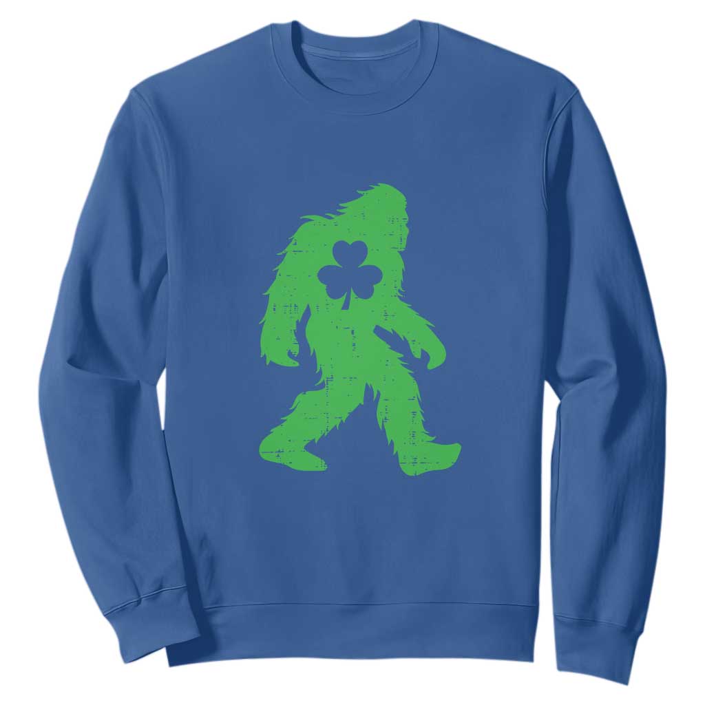 St Patricks Day Bigfoot Sweatshirt Sasquatch Lucky Shamrock TS02 Royal Blue Print Your Wear