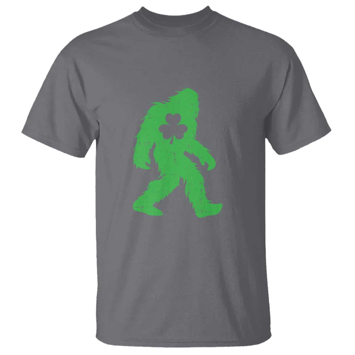 St Patricks Day Bigfoot T Shirt Sasquatch Lucky Shamrock TS02 Charcoal Print Your Wear