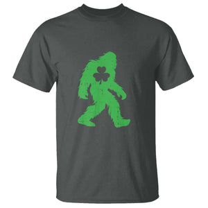 St Patricks Day Bigfoot T Shirt Sasquatch Lucky Shamrock TS02 Dark Heather Print Your Wear
