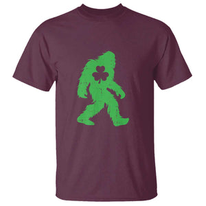 St Patricks Day Bigfoot T Shirt Sasquatch Lucky Shamrock TS02 Maroon Print Your Wear