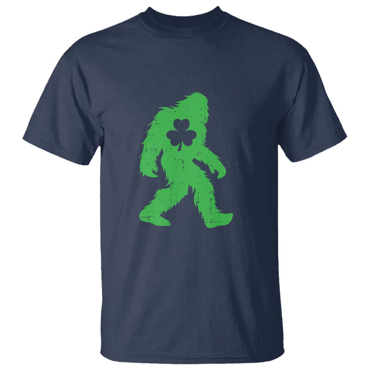 St Patricks Day Bigfoot T Shirt Sasquatch Lucky Shamrock TS02 Navy Print Your Wear