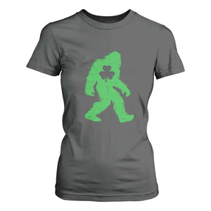 St Patricks Day Bigfoot T Shirt For Women Sasquatch Lucky Shamrock TS02 Dark Heather Print Your Wear