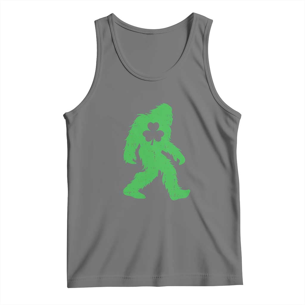 St Patricks Day Bigfoot Tank Top Sasquatch Lucky Shamrock TS02 Black Heather Print Your Wear