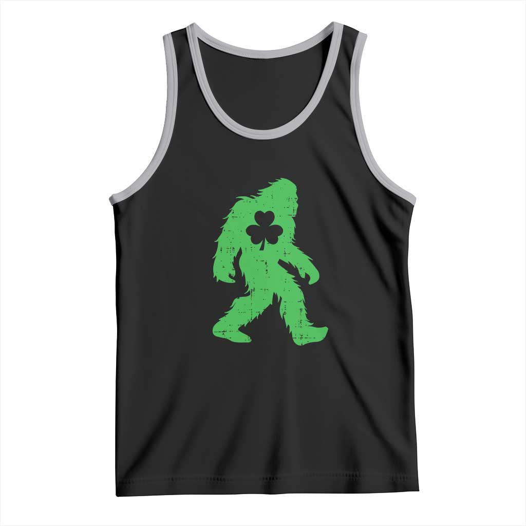 St Patricks Day Bigfoot Tank Top Sasquatch Lucky Shamrock TS02 Black Athletic Heather Print Your Wear