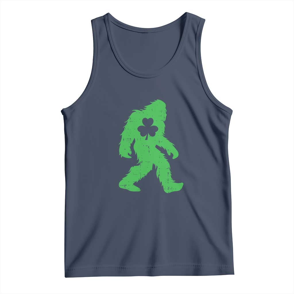 St Patricks Day Bigfoot Tank Top Sasquatch Lucky Shamrock TS02 Navy Print Your Wear