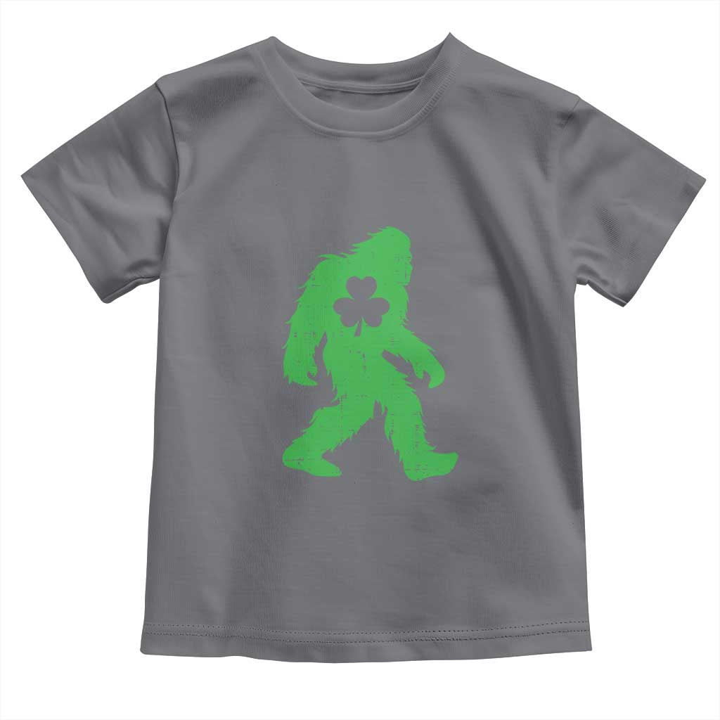 St Patricks Day Bigfoot Toddler T Shirt Sasquatch Lucky Shamrock TS02 Charcoal Print Your Wear