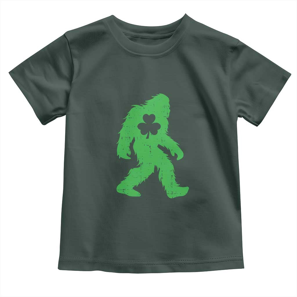 St Patricks Day Bigfoot Toddler T Shirt Sasquatch Lucky Shamrock TS02 Dark Forest Green Print Your Wear