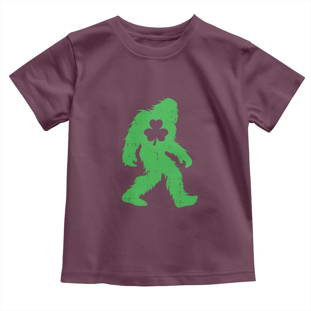 St Patricks Day Bigfoot Toddler T Shirt Sasquatch Lucky Shamrock TS02 Maroon Print Your Wear
