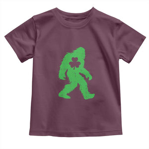 St Patricks Day Bigfoot Toddler T Shirt Sasquatch Lucky Shamrock TS02 Maroon Print Your Wear