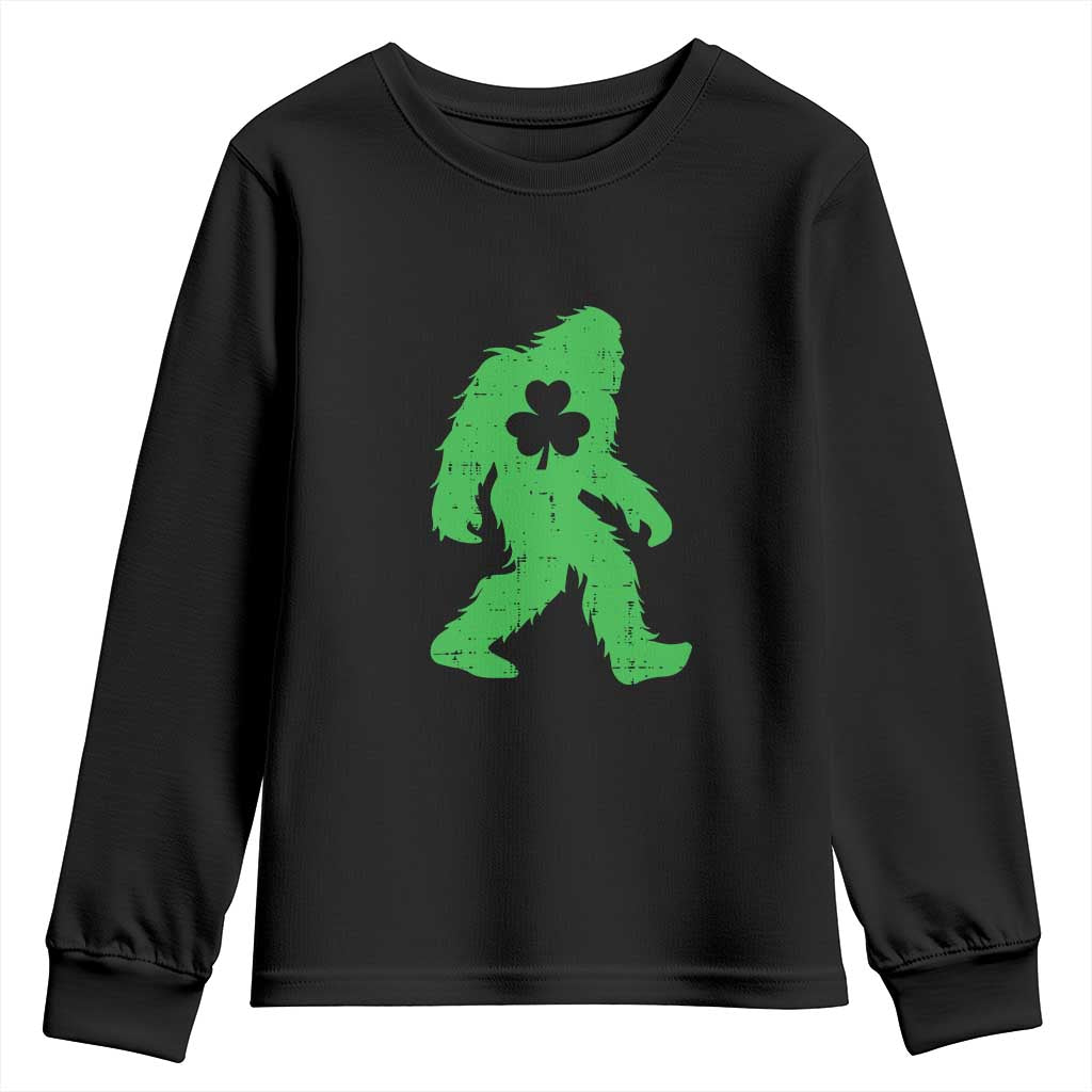 St Patricks Day Bigfoot Youth Sweatshirt Sasquatch Lucky Shamrock TS02 Black Print Your Wear