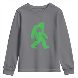 St Patricks Day Bigfoot Youth Sweatshirt Sasquatch Lucky Shamrock TS02 Charcoal Print Your Wear