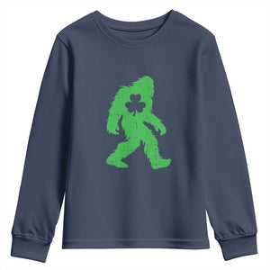 St Patricks Day Bigfoot Youth Sweatshirt Sasquatch Lucky Shamrock TS02 Navy Print Your Wear