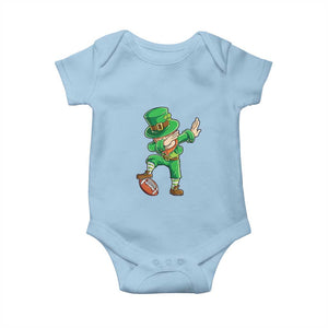 Dabbing Leprechaun Football Baby Onesie St Patricks Day Sports Lover TS02 Light Blue Print Your Wear