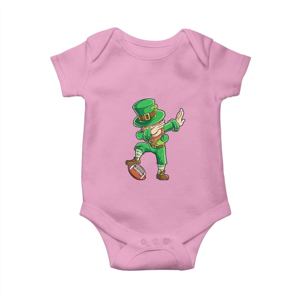Dabbing Leprechaun Football Baby Onesie St Patricks Day Sports Lover TS02 Light Pink Print Your Wear