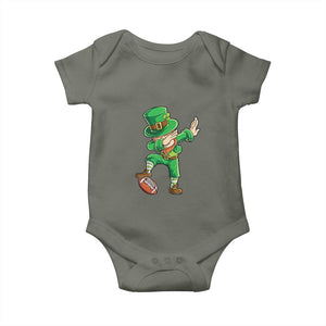 Dabbing Leprechaun Football Baby Onesie St Patricks Day Sports Lover TS02 Military Green Print Your Wear