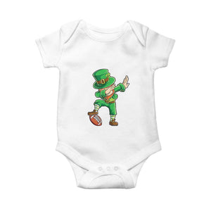 Dabbing Leprechaun Football Baby Onesie St Patricks Day Sports Lover TS02 White Print Your Wear