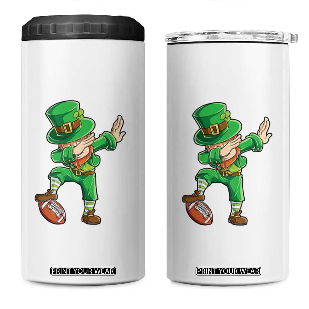 Dabbing Leprechaun Football 4 in 1 Can Cooler Tumbler St Patricks Day Sports Lover TS02 One Size: 16 oz White Print Your Wear